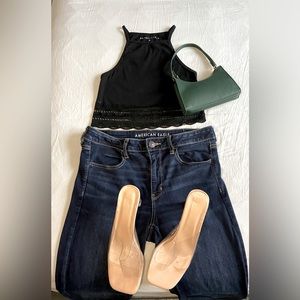 Lace Lined Razor Back Crop Top